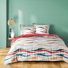 Housse couette + 2 taies polycoton 220 x 240 cm Vaguelines rouge