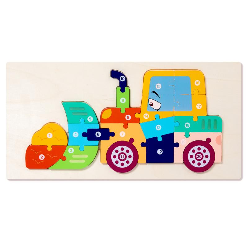 3D Vehicle Wooden Puzzle Hand-eye Coordination Transportation Jigsaw Puzzle Ages 1-5 Children Toddlers Preschool Educational Toy