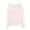 European and American style, new women's clothing, foreign style, fashionable casual off-the-shoulder inlaid top 0264304
