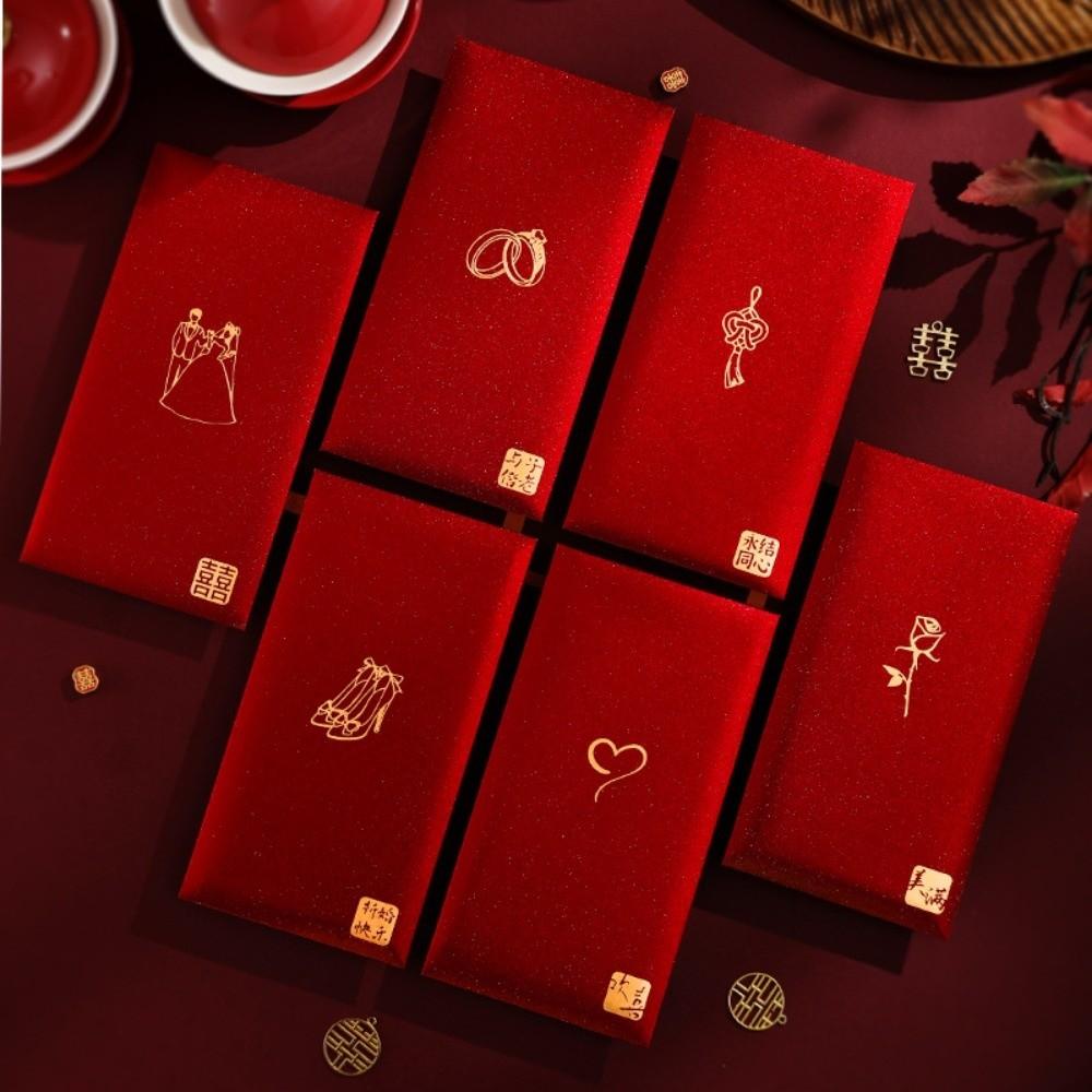 Chinese Horse Year New Year Red Envelope Hard Paper Hot Gold Chinese Money Envelopes Thickened 6Pcs Mixed Lucky Red Bag Children