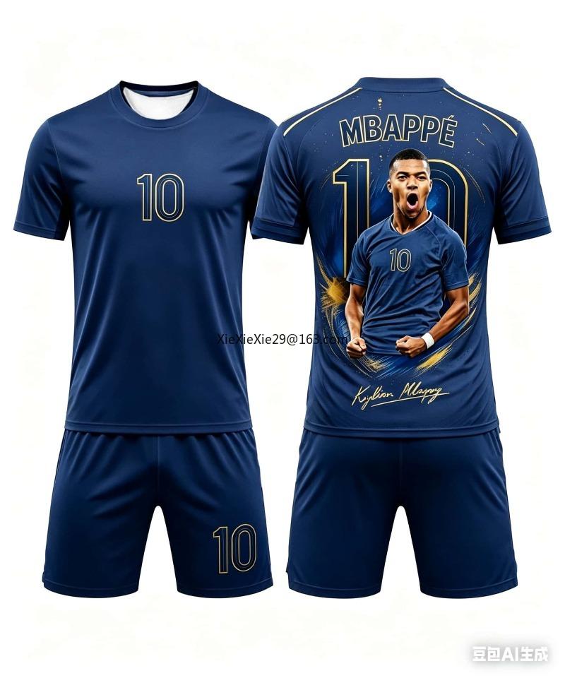 2026 AI New Mbappe # 10 Hot Selling Fashion Summer Football Short Sleeved T-shirt Shorts Children's Father Son Set