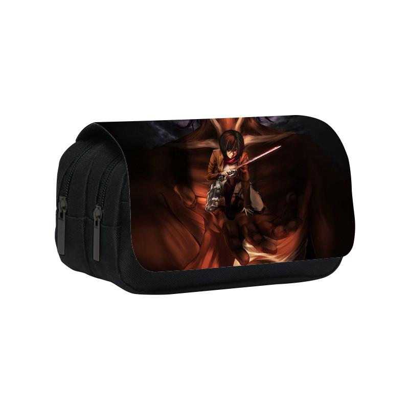 Атака Титанов Аниме Узор Двухслойная Обложка-Флип Сумка для Канцелярских Принадлежностей для Студентов и Коллекционеров