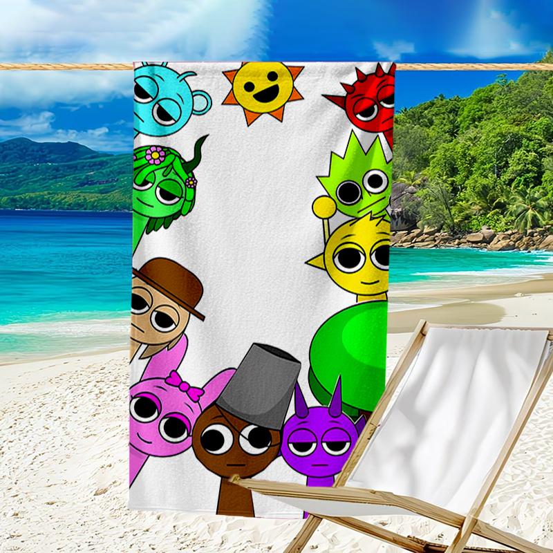 Ultra-Soft Beach Towel with Sprunki Theme,Ideal for Pool - Camping, Diving - Perfect Travel Essential, Vibrant Beach Towel.