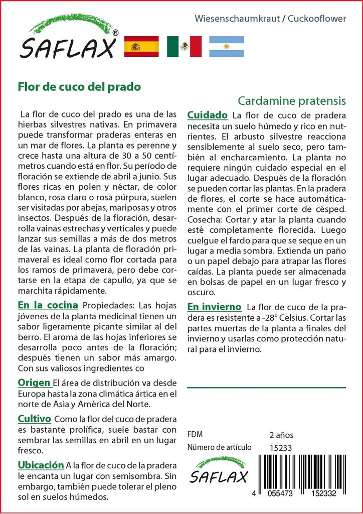 SAFLAX - Garden in the Bag - Cuckooflower - 100 seeds - With substrate in a fitting stand up bag - Cardamine pratensis