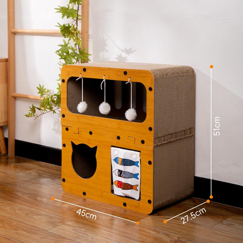 Дверной занавес, двухслойная кошачья голова, когтеточка для кошек, гофрированная бумага, износостойкая и устойчивая к царапинам, интегрированный домик для кошек