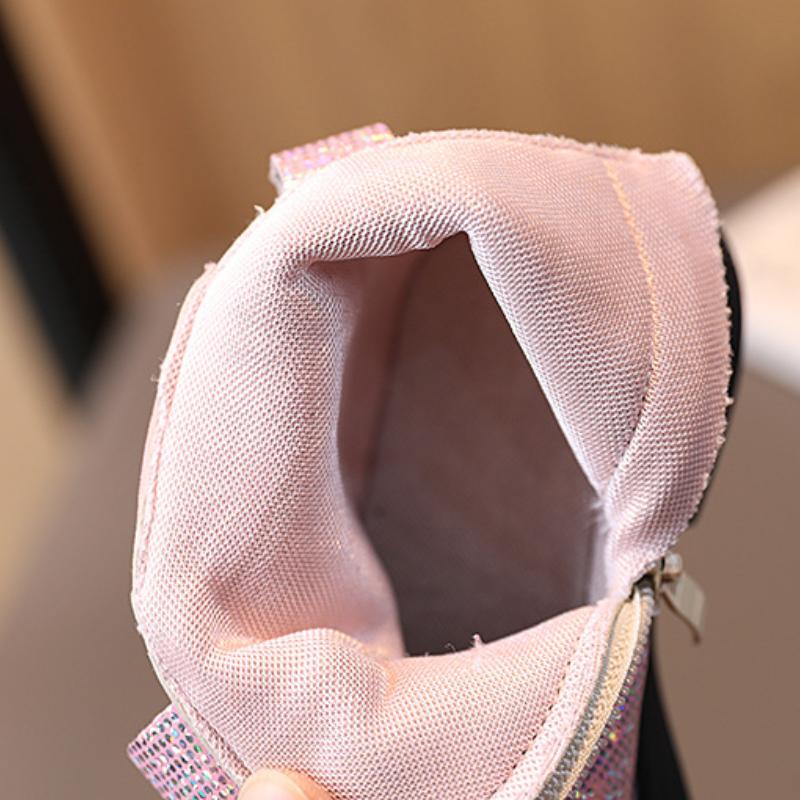 Ботинки для девочек, новые модные ботильоны на осень-зиму, детская повседневная обувь в британском стиле, модные короткие ботиночки с блестками для малышей