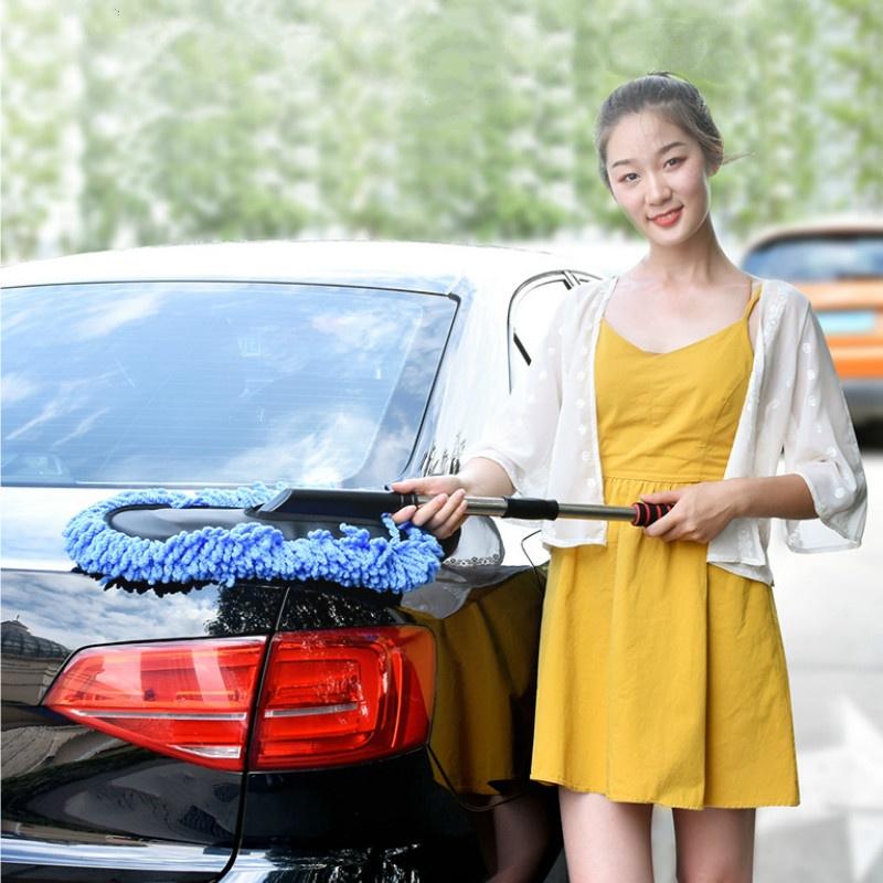 Adjustable Retractable Car Wash Tool Cleaning Mop Dusting Brush Soft Hair Sweeping Gray Car Cleaning
