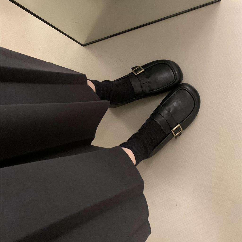 Мокасины в литературном и ретро-стиле для женщин, осень-зима 2004 г., новые небольшие кожаные туфли на плоской подошве с мягкой подошвой и одной педалью.. Ленивый Дуду сингл шо