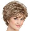 Women's Fashion Short Synthetic Wigs with Bangs Brown Blonde Hair Party Daily Wigs Fluffy Natural Curly Mommy Wig Heat Resistant Fiber Wig