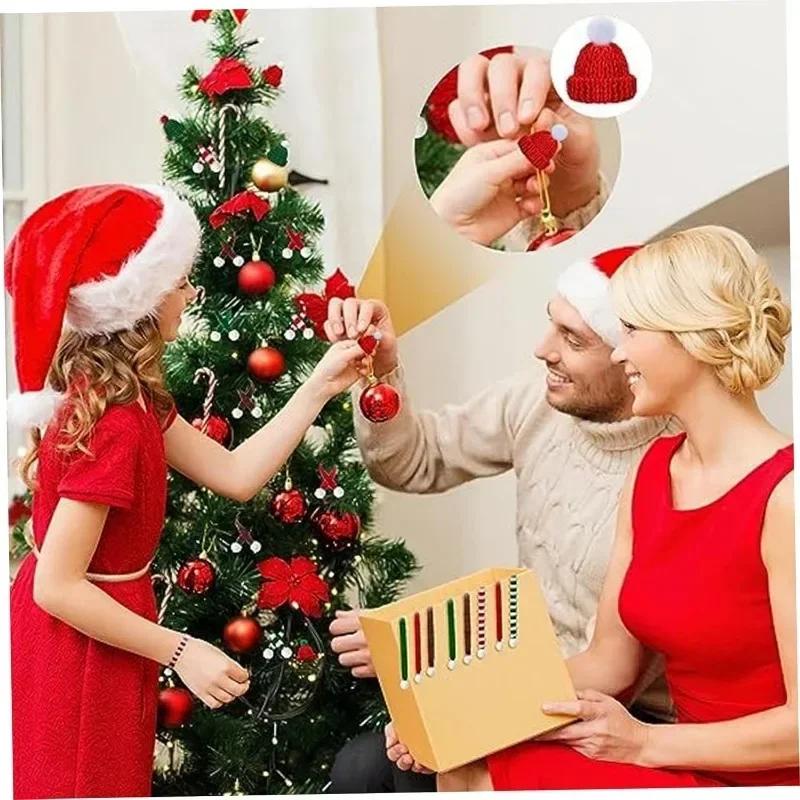 200 шт. Рождественская маленькая шапка, мини-шарф, красный, зеленый, рождественский цвет, нарядная, подвесная, шерстяная, с шариком, декоративная шапка