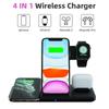 4 в 1 складное двойное сиденье 15 Вт QI беспроводное зарядное устройство для iPhone Samsung док-станция для быстрой зарядки для наушников Apple Watch