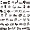 Non-Toxic Rock Music Stickers White And Black Fashion Band Graffiti For Ipad Car Phone Guitar Motorcycle Skateboard Luggage 50Pcs
