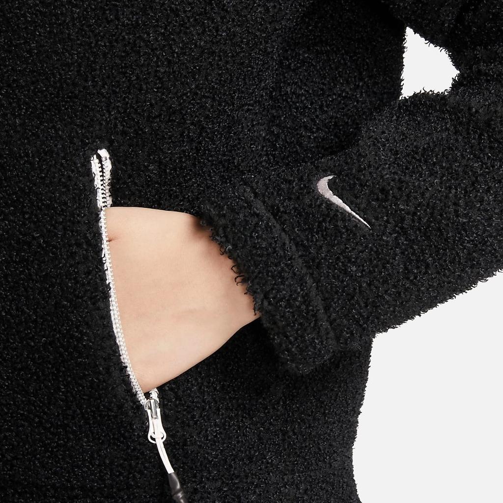 Nike Однотонная женская куртка с принтом букв, на молнии, с капюшоном, с длинным рукавом, теплая, черная DQ6269-010