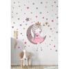 Cute Girl Sitting On the Moon Kids Room Wall Sticker Set