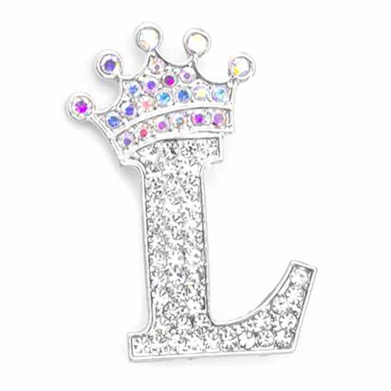 Fashion Crown 26 Initial Letters A To Z Crystal Rhinestone Brooch Pins Women