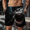 Мужские купальные шорты с 3D-принтом животного акулы, board shorts, плавки, средняя посадка, для отпуска, спорта, уличного стиля, вечеринки, повседневные