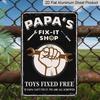 2D Flat, 1pc "Papa's Fix-It Shop" Aluminium Metal Wall Decor Sign - 8"x12" Vintage Garage Decor, Wrench & Tools Accent Wall Art, Perfect Father's Day