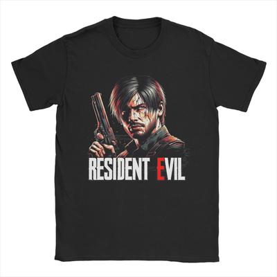 Повседневная футболка Леон С. Кеннеди Resident Evil для мужчин, с круглым вырезом, с коротким рукавом, хлопковая летняя футболка