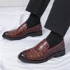 Men's Penny Loafers Black Brown Alligator Pattern Patent Leather Casual Shoes Moccasins Wedding Prom Flats Zapatillas Hombre