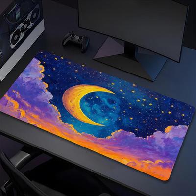 Moonlit Sky Xl Gaming Mouse Pad Nonslip Rubber Base Stitched Edge Waterproof Desk Mat For Pc Laptop Gamer Office Computer Accessories C927464