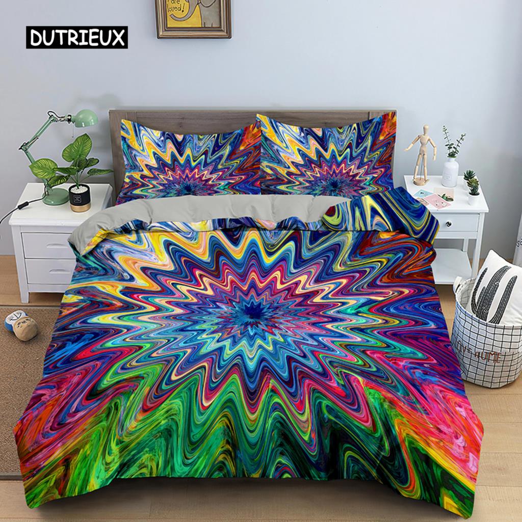 Комплект постельного белья с абстрактным рисунком, напечатанный на 3D-принтере, пододеяльник с застежкой-молнией, комплект одеяла из полиэстера размера Queen Size