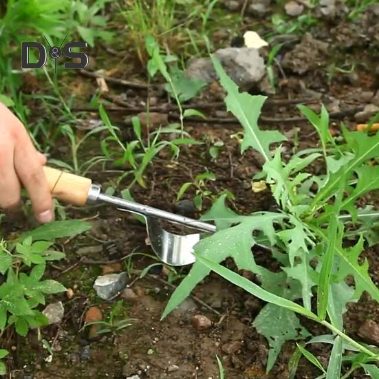 Из нержавеющей стали для удаления сорняков, садовый ручной прополочник, ручной прополочник с деревянной ручкой для двора, газона, фермерского инструмента для прополки