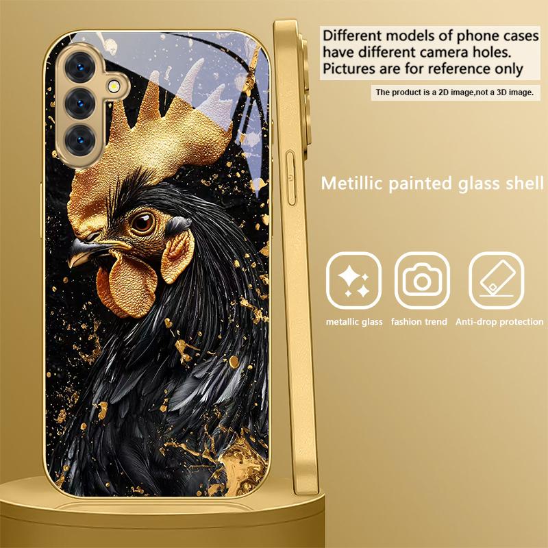 Смелый Золотой Петух Для Samsung A 31 32 A33 A34 35 14 A15 13 A16 25 26 50 52 53 54 55 56 70 71 72 73 Золотой стеклянный чехол для телефона
