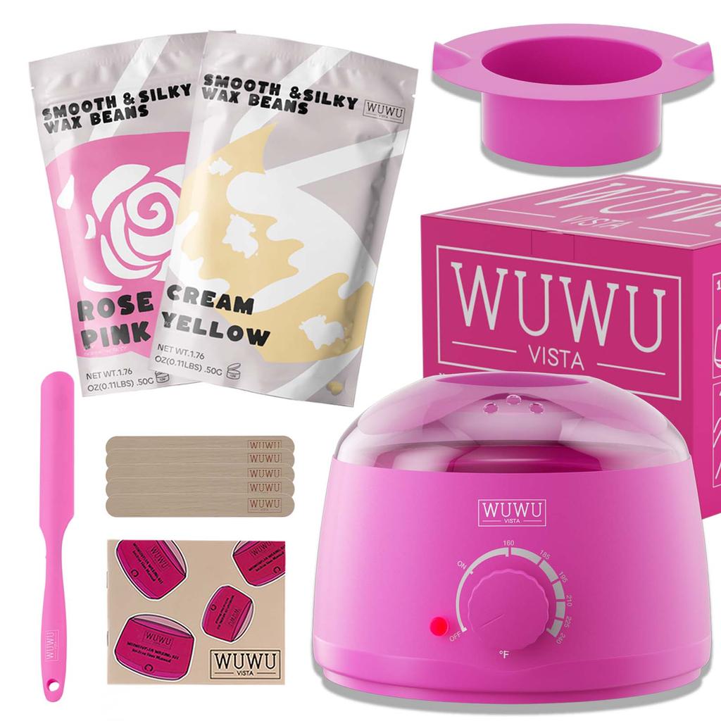 Waxing Kit WUWUVISTA Hair Removal Hard Wax Kit for Women Men with Wax Warmer&Wax Beads for Full Body/Face/Brazilian/Bikini/Sensitive Skin(11 Items)