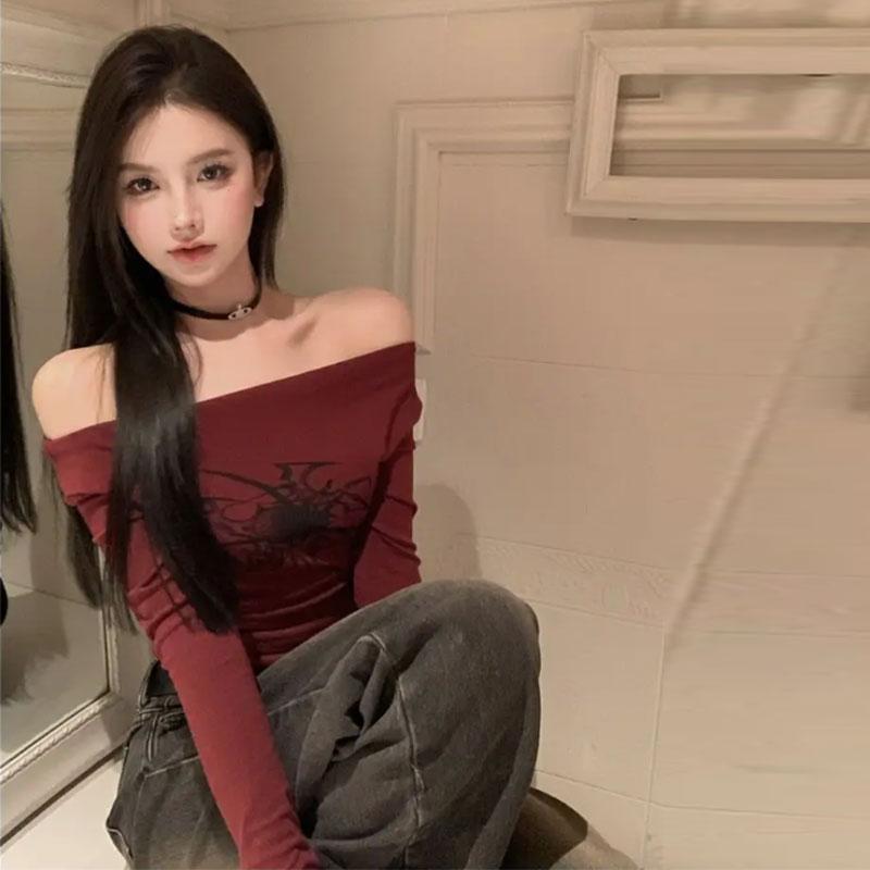 2KWEIRD Женские футболки в стиле Y2K, готика, гранж, с открытыми плечами, уличная одежда, Fairycore, хип-хоп, панк, повседневные футболки, женская одежда