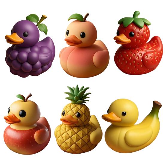 Фигурка Утки Фруктовой Смола Фигурка Утенка на Фруктовую Тему Персик Клубника Украшение Утки для Дома Офиса Декора Приборной Панели Автомобиля