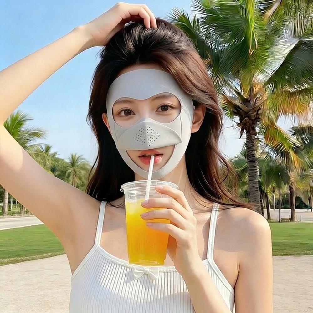 Nylon Sun-protection Mask Elegant Ice Silk Drinking Mask UV-resistant Breathable Veil  Fishing