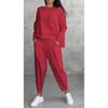 Women's Solid Color Round Neck Long Sleeve Suit,Women's Pocket Pants Long Pants Women's Suit