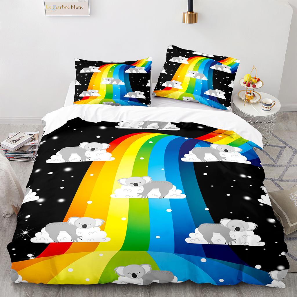 Comfortable Cartoon Koala Pattern Duvet Cover Set With Duvet Cover And Pillowcases King Queen Twin Sizes For Boys Girls And Kids
