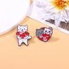 Cute Cartoon Cat Brooches Lovely Cat with Love Metal Brooches Woman's Clothes Bucket Hat Ornament