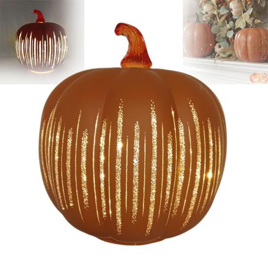 Halloween Pumpkin Light Battery Operated LED Glass Pumpkin Lantern for Halloween Fall Autumn Thanksgiving Decor
