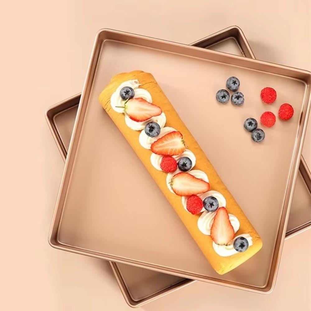 Nonstick Square Baking Pan Champagne Toaster Oven Dishes Cookie Tray Swiss Roll Mold  Bread