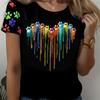 Butterfly Dog Footprints Pattern T Shirt For Women Colorful 3D Printed Short Sleeves Summer Leisure Tees O-Neck Tops T-Shirts