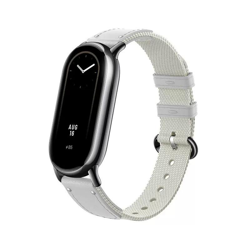 Браслет для Xiaomi Mi Band 8, нейлоновый дышащий ремешок Miband 8 Correa, оригинальный Mi Band 8, NFC-ремни, кожаный сменный браслет для умных часов