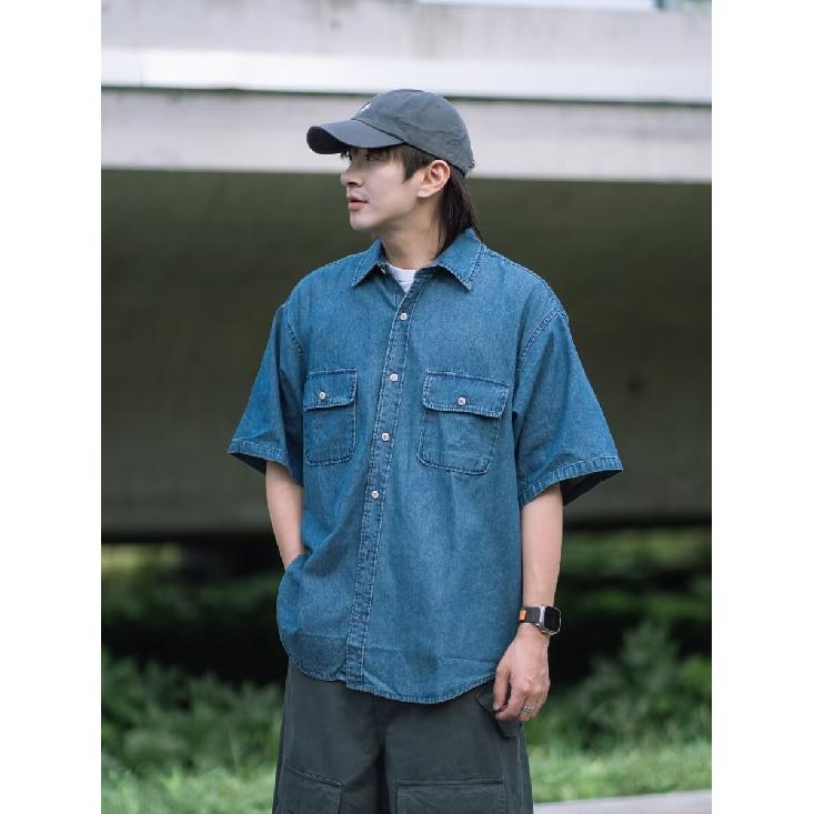 Мужская летняя рубашка с коротким рукавом, мужская ретро свободная повседневная рубашка с рукавом пять четвертей, модная брендовая рубашка для верхней одежды