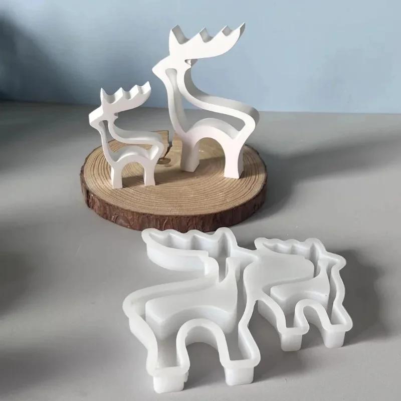 Top Quality Christmas Elk Silicone Candle Mold DIY Xmas Deer Ornaments Making Soap Plaster Resin Casting Molds Home Decor Craft