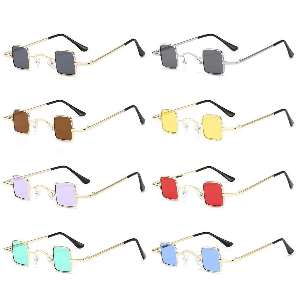 Candy Color Punk Sun Glasses Metal Frame Hip Hop Shades Vintage Mini Sunglasses for Women & Men