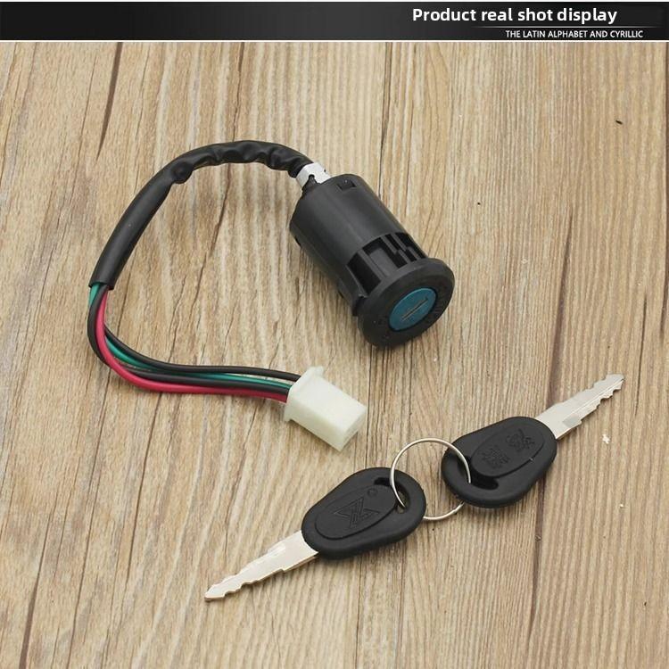JD100 4-Wire Ignition Switch Lock with 2 Keys for Jetta CG125 ZJ125 XF125 Motorcycle Scooter E-Bike Replacement.