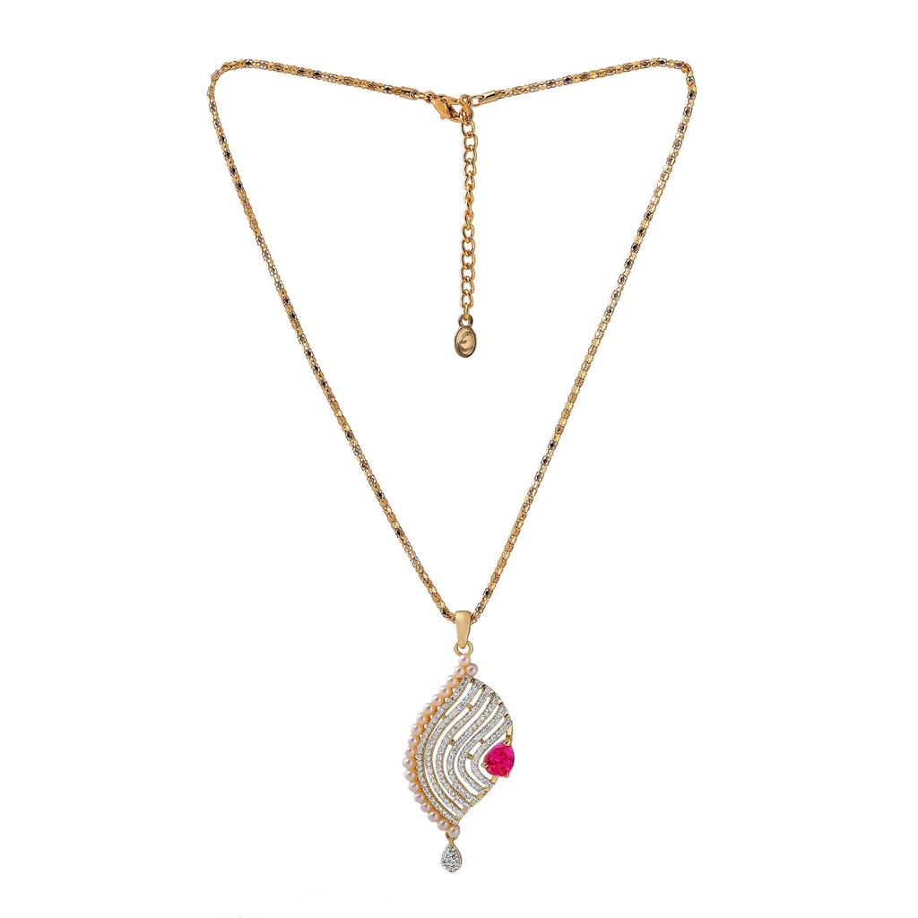 Estele Комплект подвесок с покрытием из золота 24 карата, австрийскими кристаллами и рубинами