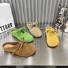 Женская обувь 2024 года, горячая распродажа, женские тапочки на шнуровке, осенние, с закрытым носком, однотонные, для улицы, на плоской подошве, повседневные, удобные, офисные женские туфли