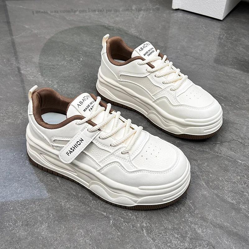 Белые кроссовки, женские роскошные модные спортивные кроссовки, теннисные женские кроссовки на толстой подошве, вулканизированная обувь, спортивная обувь