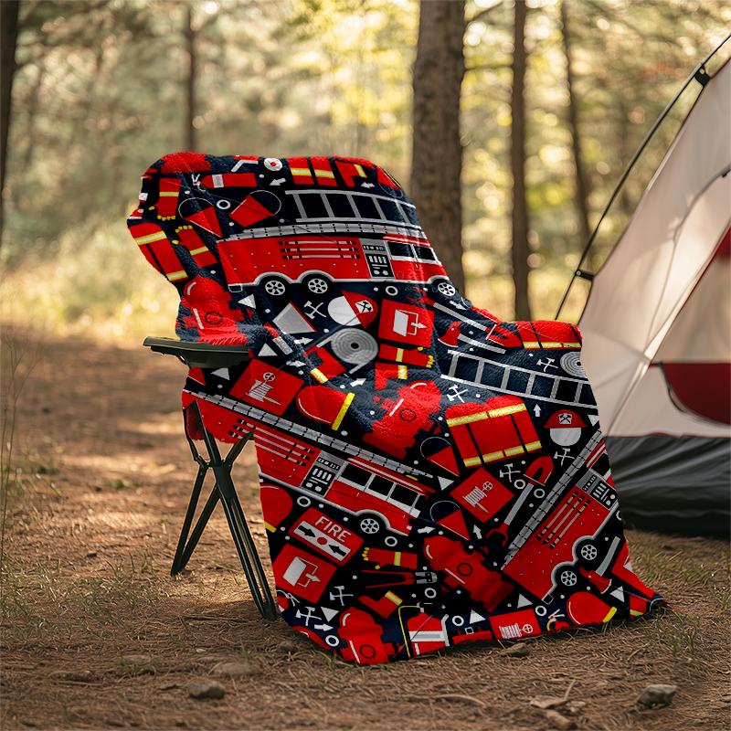 fire truck Theme Printed Blanket - Perfect for Couch, Bed, Travel & Outdoor Use | Machine Washable, Cozy & Durable.