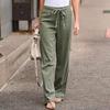 Summer Elastic Waist Solid Color Wide Leg Pants Loose Pants Female