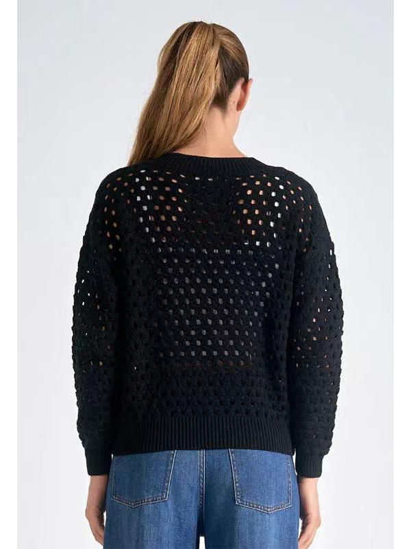 2025 Европейская и Американская Женская Повседневная Мода Ажурная Вязаная Куртка на Молнии