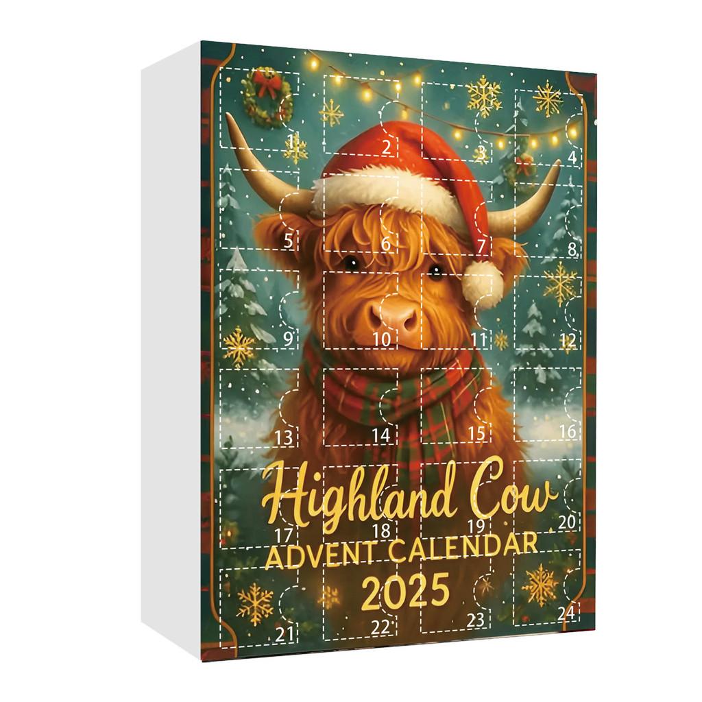 Cow Style Highland Christmas Countdown Calendar Blind Box Acrylic Decor Pendant