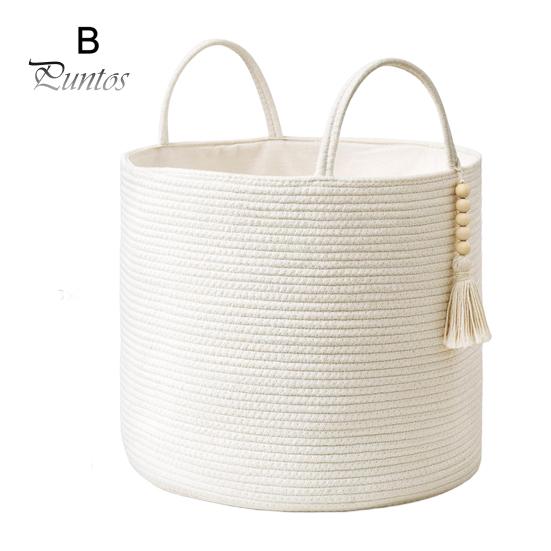 Плетеная корзина для хранения, декоративная корзина из натуральной веревки с ручкой, большая вместительная корзина для хранения игрушек, органайзер для одежды